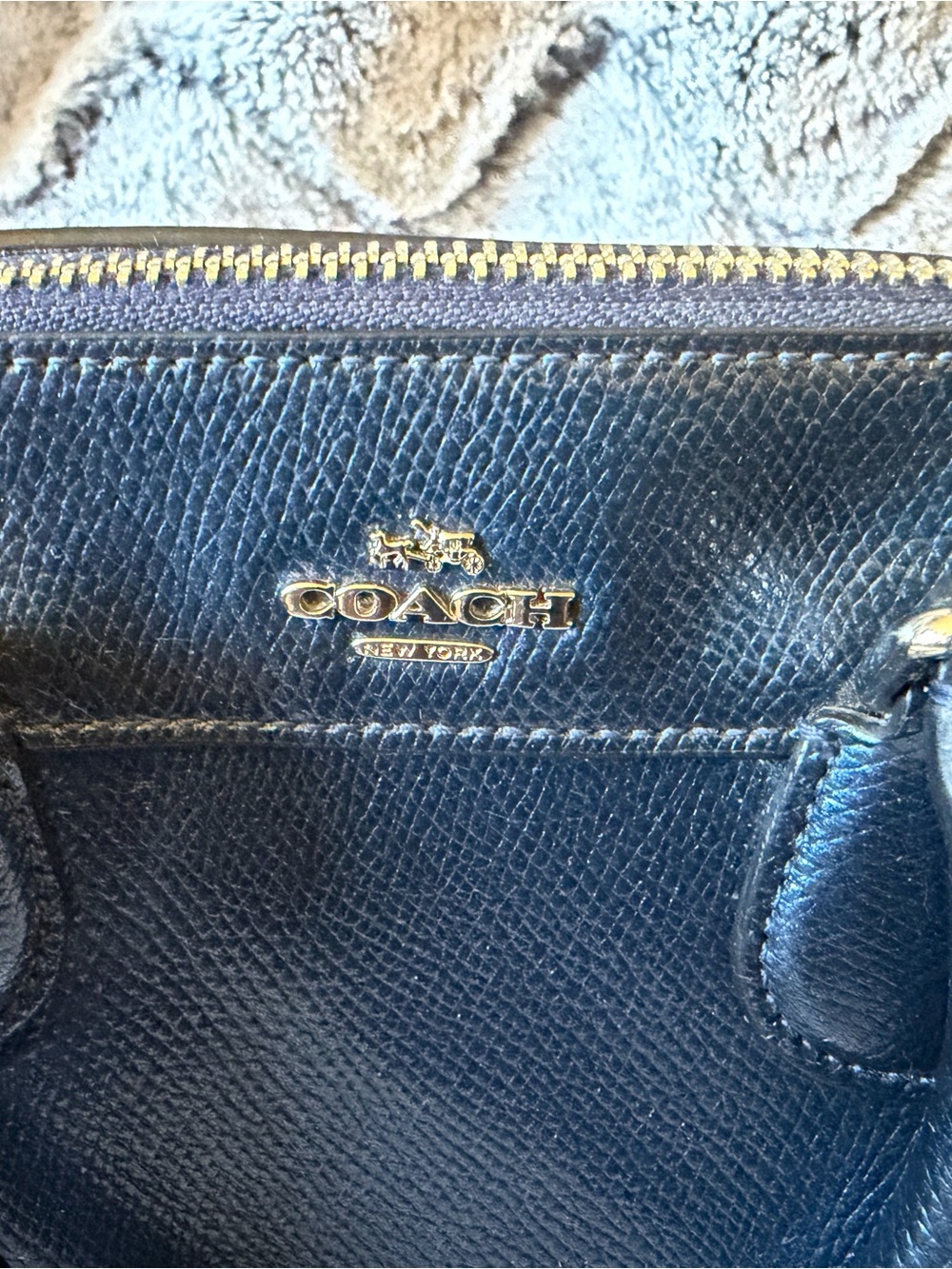 Coach Mini Bennet Navy Metallic Leather Crossbody Bag with Removable Strap - Picture 5 of 10